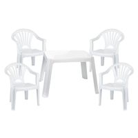 Kunststof kindertuinset tafel met 4 stoelen wit - Kinderstoelen - thumbnail