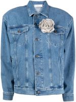 Giuseppe Di Morabito veste en jean à fleur appliquée - Bleu - thumbnail