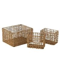 D- J-line - Set Van 3 Manden Rooster Waterhyacint Natuur - 39x33x23cm