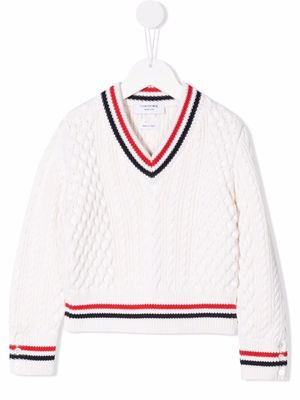 Thom Browne Kids pull RWB Cricket Cable - Blanc