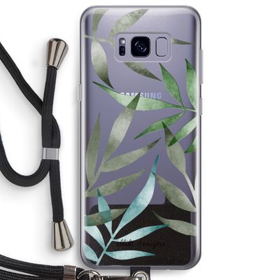 Tropical watercolor leaves: Samsung Galaxy S8 Plus Transparant Hoesje met koord