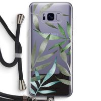 Tropical watercolor leaves: Samsung Galaxy S8 Plus Transparant Hoesje met koord