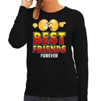 Funny emoticon sweater Best friends forever zwart voor dames