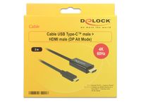 Delock 85291 Kabel USB Type-C male > HDMI male (DP Alt Mode) 4K 60 Hz 2 m zwart - thumbnail