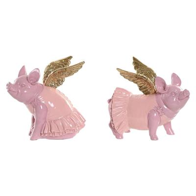 Decoratieve figuren Home ESPRIT Roze Varken 19 x 11 x 17 cm (2 Stuks)