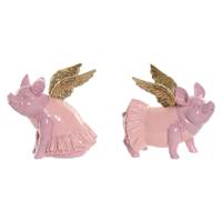Decoratieve figuren Home ESPRIT Roze Varken 19 x 11 x 17 cm (2 Stuks)