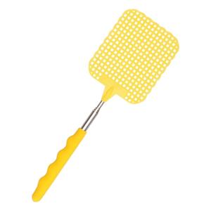 Uitschuifbare vliegenmepper - geel - 56 cm -kunststof -tegen insecten