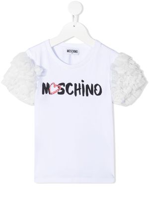 Moschino Kids t-shirt à manches volantées - Blanc