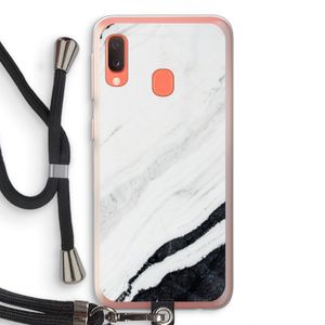 Elegante marmer: Samsung Galaxy A20e Transparant Hoesje met koord