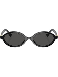 Miu Miu Eyewear lunettes de soleil ovales à logo - Noir