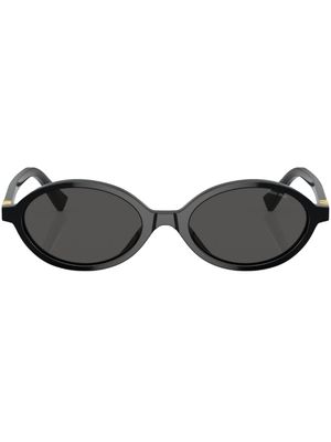 Miu Miu Eyewear lunettes de soleil ovales à logo - Noir