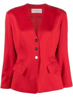 Thierry Mugler Pre-Owned blazer boutonné à design sans col - Rouge