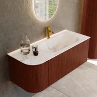 Badmeubel Mondiaz Kurve-Dlux | 115 cm cm | Meubelkleur Ruby | Wastafelkleur Frappe | Solid surface | Wasbak rechter zijde spoelbak | 1 kraangat