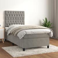 Boxspring met matras fluweel lichtgrijs 90x190 cm