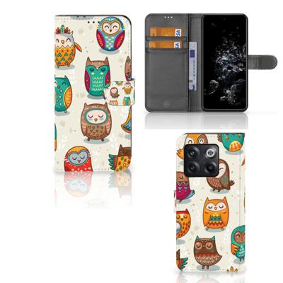 OnePlus 10T | Telefoonhoesje | Met pasjeshouder | Vrolijke Uilen