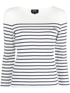 A.P.C. t-shirt rayé à manches longues - Blanc