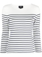 A.P.C. t-shirt rayé à manches longues - Blanc