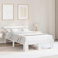 Bedframe met hoofdeinde Wit 135 x 190 cm Massief grenenhout