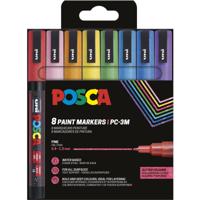 Uni POSCA paintmarker PC-3ML, 1,5 mm, glitter, etui van 8 stuks in geassorteerde kleuren