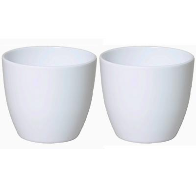 2x floran plantenpot - wit - glanzend - h27 x d32 cm- keramiek - bloempotten voor binnen