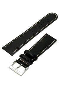 Horlogeband Mondaine BM20011 Leder Zwart 22mm