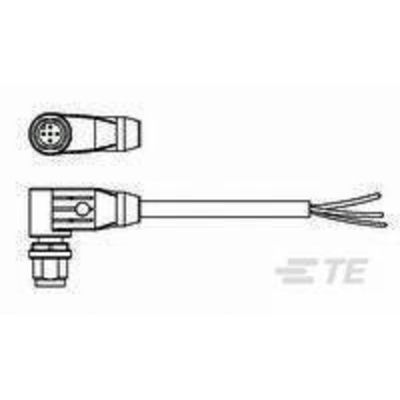 TE Connectivity 1-2273096-3 Sensor/actuator connector, geassembleerd M12 Aantal polen (sensoren): 3 Stekker, haaks 5.00 m 1 stuk(s)