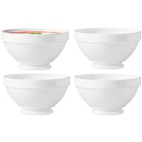 Soepkommen Horeca Bowls - 6x - wit - D13 x 7 cm - opaal - schaaltjes op kleine voet - stapelbaar