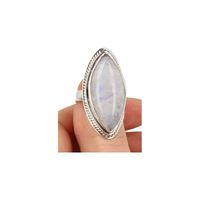 Bewerkte Zilveren Ring met Maansteen Regenboog (Model 10 - Maat 18,5) - thumbnail