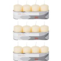 Cilinderkaarsen/stompkaarsen - set 12x - creme wit - 5 x 8 cm - 18 branduren