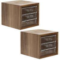 Bureau/hobby organizer - 2x - 3 lades - 14 x 13 x 12 cm - acacia hout