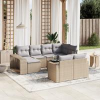 11-delige Tuinset met kussens poly rattan beige