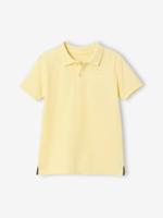 Poloshirt met korte mouwen voor jongens met borduurwerk op de borst lichtgeel