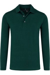 Marvelis Casual Modern Fit Poloshirt lange mouw donkergroen, Effen