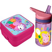 Peppa Pig lunchbox set voor kinderen - 2-delig - roze - kunststof