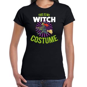 Witch costume halloween verkleed t-shirt zwart voor dames