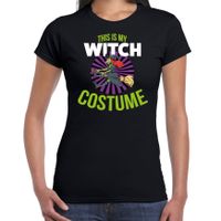 Witch costume halloween verkleed t-shirt zwart voor dames - thumbnail