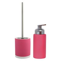 MSV Badkamer accessoires set - fuchsia roze - zeeppompje/wc-borstel