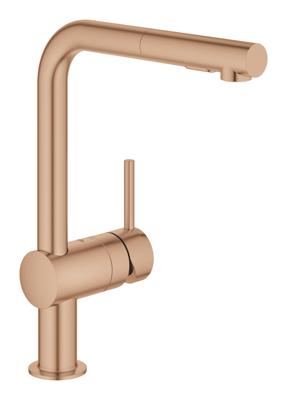 Keukenmengkraan GROHE Minta L-Uitloop Uittrekbare Dual Spray Warm Sunset Geborsteld Keukenmengkraan GROHE Minta L-Uitloop Uittrekbare Dual Spray Warm Sunset Geborsteld