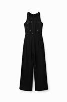 Lange jumpsuit met borduursel en kant - BLACK - L