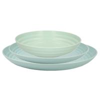 Plasticforte camping borden set - groen - kunststof - 3 soorten - 12x stuks - onbreekbaar servies