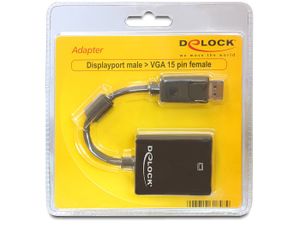 DeLOCK 61848 video kabel adapter 0,125 m VGA (D-Sub) DisplayPort Zwart