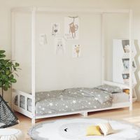 Kinderbedframe 90x200 cm massief grenenhout wit - thumbnail