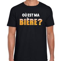 Ou est ma biere bier/drank fun t-shirt zwart voor heren