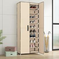 VidaXL Schoenenkast 60x30x166 cm stof crèmekleurig