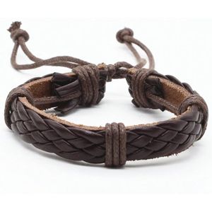 Leren armband LGT Jewels Gevlochten Verstelbaar Touw Bruin