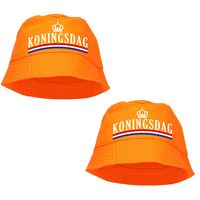 4x stuks Koningsdag bucket hat / zonnehoedje oranje voor dames en heren - thumbnail