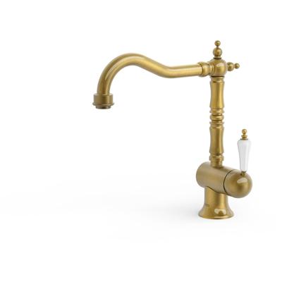 Keukenkraan Tres Clasic | Opbouw | 360° Draaibaar | Mengkraan | 1-hendel | Vintage | Messing oud