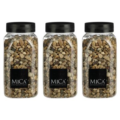 Mica Decorations decoratie stenen - 3x - 1 kilo - 650ml - bruin mix - hobby steentjes