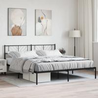 Bedframe met hoofdbord metaal zwart 200x200 cm