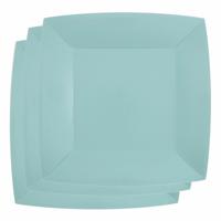 Santex Bordjes karton - 30x - vierkant - licht blauw - 23 x 23 cm - feestbordjes